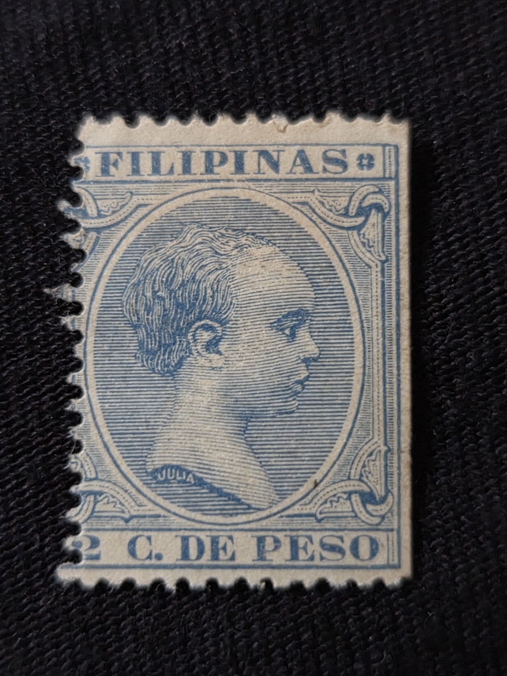 Error Filipinas 2 C. de Peso Blue Postal Stamp Philippines